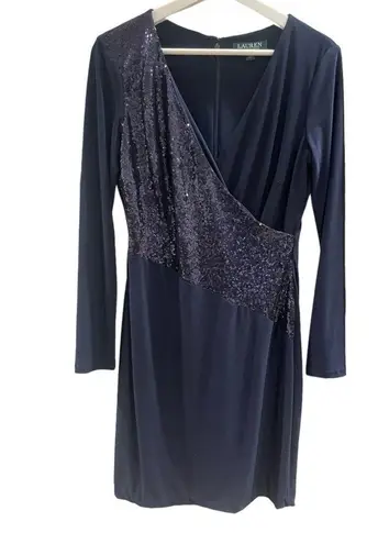 Ralph Lauren  Sequined Dress Navy Cocktail Dress