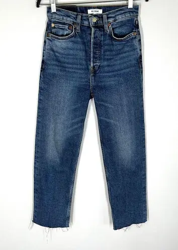 RE/DONE REDONE Sz 25 70s Ultra High Rise Stove Pipe Jeans Broken in Dark