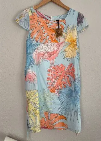 Molly Bracken NEW Flamingo Tropical Dress Pockets Resortwear Vacation Summer