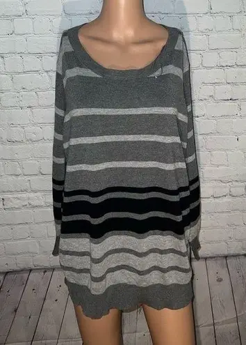 Joseph A  Gray & Black Striped long sleeve shirt size 3X