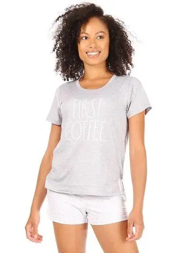 Rae Dunn First Coffee Short Sleeve Pajama Lounge Graphic T-Shirt Large