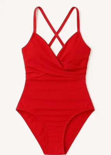 Sundance NWT Red One Piece Swimsuit Sz XS Criss Cross Back Ruched Tummy Control
