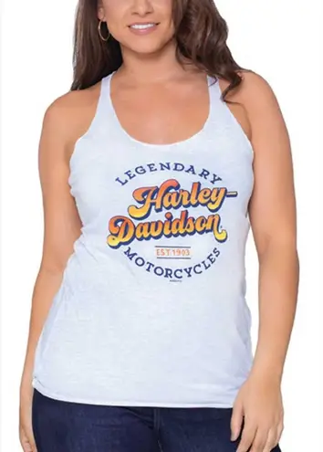 Harley Davidson Women’s Size S Muscle Tank Top Light Gray Wisconsin HD Biker Orange