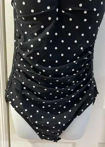 Nip Tuck NWT Amalfi Spot Black Louise Cross Front Tummy Control Swimsuit