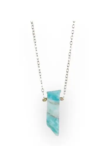 new Jami π£ Raw Amazonite Shard Necklace π£ 24K Gold Plated π£ Artisan Handmade