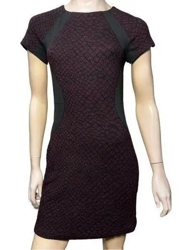 Rebecca Taylor Women’s 4 Purple Black Textured Contour Short Sleeve Mini Dress