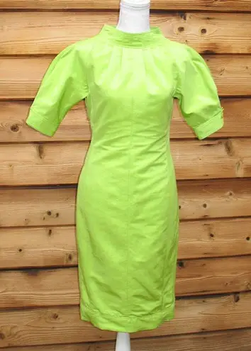 Vintage Lime Green Sheath Dress Pockets Green