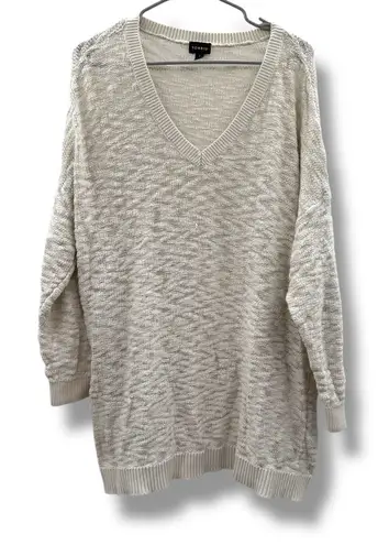 Torrid Off White Gray Long Sleeve V Neck Knit Pullover Sweater Sz 2X