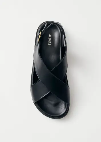 ALOHAS NICO BLACK LEATHER SANDALS