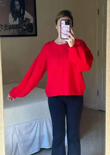 SheIn Red Ribbed Sweater