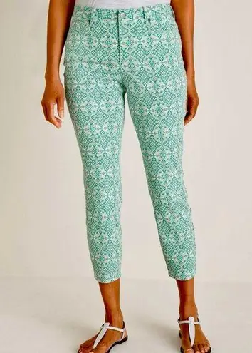 NYDJ Chico’s Cool Control Green Medallion-Print Skinny Ankle Jeans -Sz 14-NWT