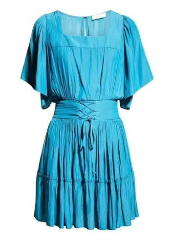 Ramy Brook Kit Dress Flutter Sleeve Mini Teal Small