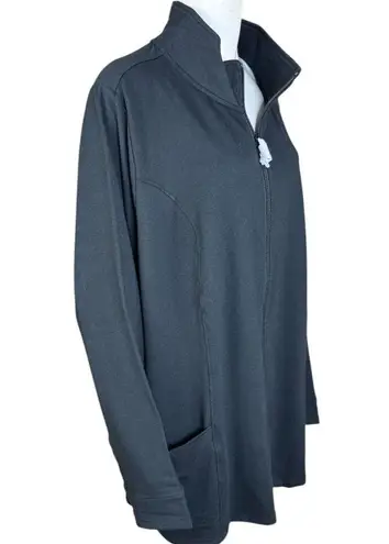 Denim & Co . Active Zip-Front French Terry Tunic Jacket Black 3X NWOTd