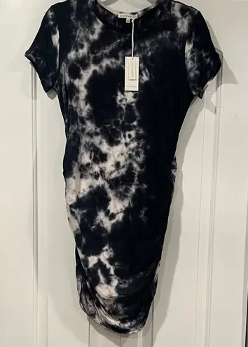 Antistar Stylish Black and White Tie-Dye Mini Dress large