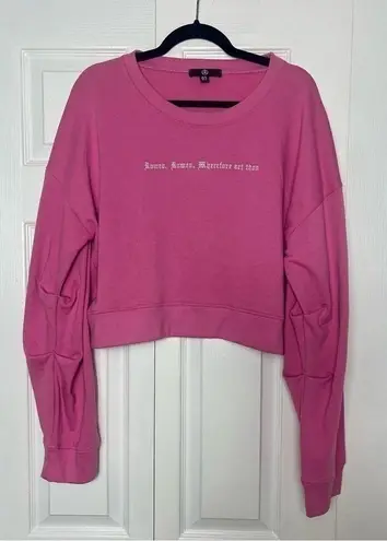 Missguided Rose Pink Romeo Cropped Pullover Relaxed Sweatshirt Size 12 Large