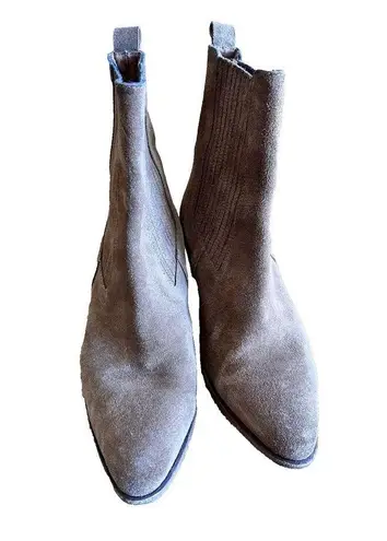 Sandro Leather Suede ankle boots Brown with elastic Size 36 Round Toe Block Heel