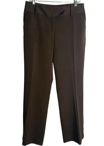 Apt. 9  Maxwell Stretch Career Dress Pants 10 Brown Straight Leg Pockets Button Zip