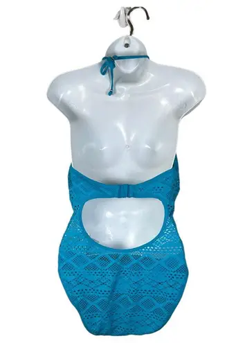 Freya Turquoise Blue Sundance Crochet Halter One Piece Monokini Size 32DD NEW Size M