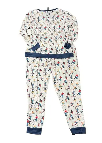 PJ Couture Holiday Christmas Ski Pajama Set Soft Knit Retro Red White Large