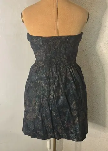 Staring At Stars Urban Outfitters Strapless Tapestry Zip Dress 4 Metallic Floral