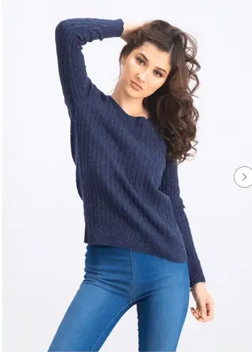 Karen Scott Sweater Womens Navy Blue Cable Knit Classic Cozy Style Size XL