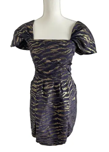 3.1 Phillip Lim Purple Gold Puff Sleeve Dress Size 4