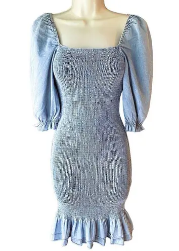 Tea N Rose Soft Denim Blue Mini Stretch Spring Break Dress ~ Women's Size SMALL