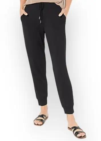 Susan Graver LIFESTYLE Spa Knit Pull On Jogger Pants Black Size XXS Petite