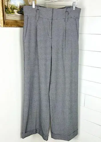 Diane Gilman Collection Wide Leg Houndstooth Trouser Pants Size 10 Paperbag