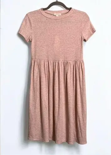 See You Monday - Baby Doll T-Shirt Dress - Tan/Cream