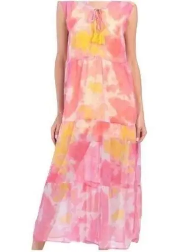 America & Beyond Swim Coverup Maxi Dress Size M In Pink And Yellow Size M