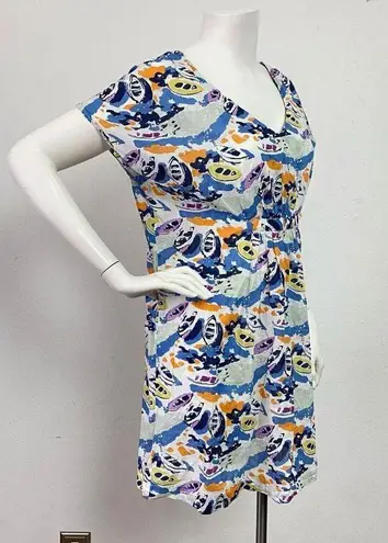 Boden USA Boden Women's V-Neck 100% Cotton Boat Print Mini Kaftan Dress Size 8