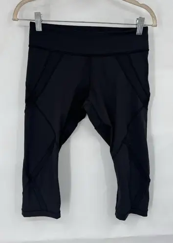 Lululemon Cropped Legging Women 6 Black Sheer Athletic Yoga Gym Workout