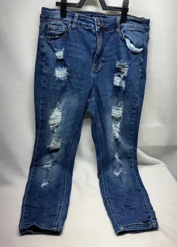 Wax Jean Women's Distressed Blue Denim Skinny Jeans Size 16