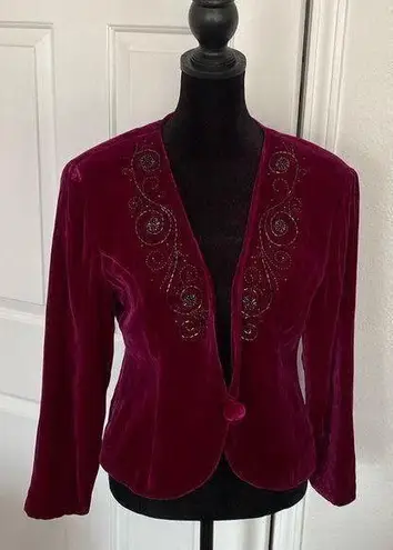 carole little Petites velvet jacket with beaded detailing.
