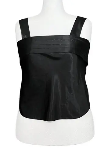 Vintage 70s Black Satin Lingerie Camisole Tank Top Large Retro Pin Up Whimsigoth