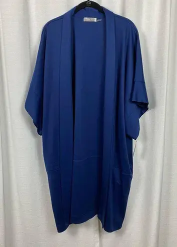 Natori Blue Longline Robe Topper Kimono Cardigan Sz.1X NWT