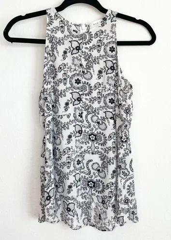 A.L.C. Black & White Floral Silk Sleeveless Blouse