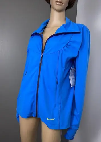 New Moosejaw Women's Large Yoga Jacket Lightweight Bright Blue Logo Zip Coat