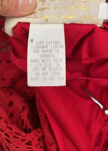 Jen's Pirate Booty Jen’s Pirate Booty red lace bell sleeve blouse S