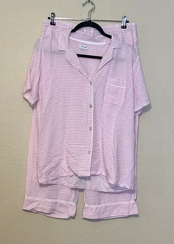 Splendid  Pink & White Striped Pajama Sleep Set Size Large‎ - Image 1