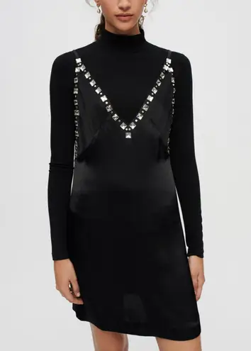 Maje NWT Radeau Two-Piece Mock Neck Top & Slipdress Black Sz 40 US Large $535