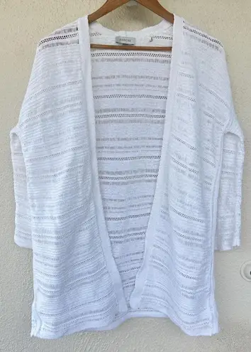 Kinross White Open Knit 100% Cotton Cardigan M Resort Coastal Lightweight Layer Size M
