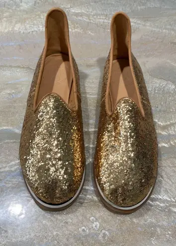 BaBa Gold Women Glitter Ballet Flats Sequin Upper Almond Toe Size 8