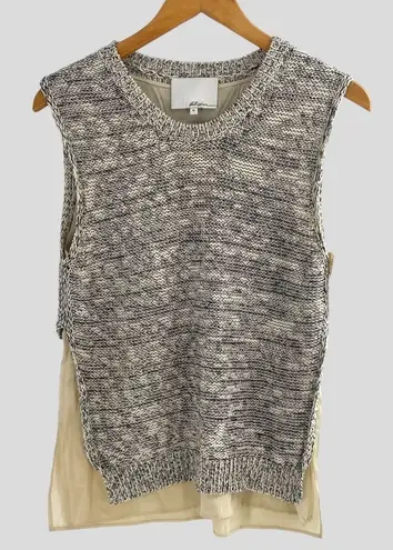 3.1 Phillip Lim Phillip Lim Size M Layered Sweater Vest Top Size Gray Beige Academia Preppy NWT
