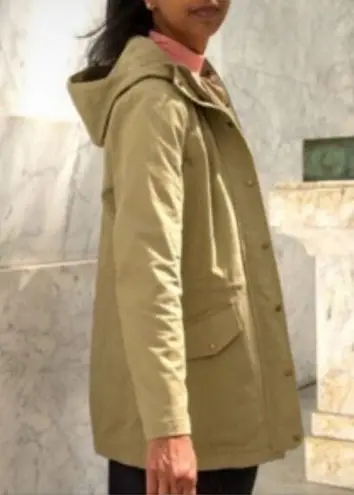 Betabrand Morning Mess Khaki Chore Utility Hooded Coat Large