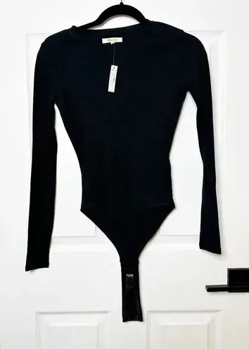 Madewell  Ribbed Crewneck Full-Coverage Bodysuit Black‎ Long Sleeve Ribbed XXS