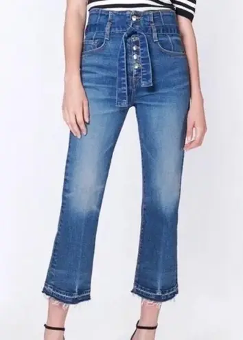 Veronica Beard Marlene Corset Wide Jean Terrain High Waist Cropped Size 28