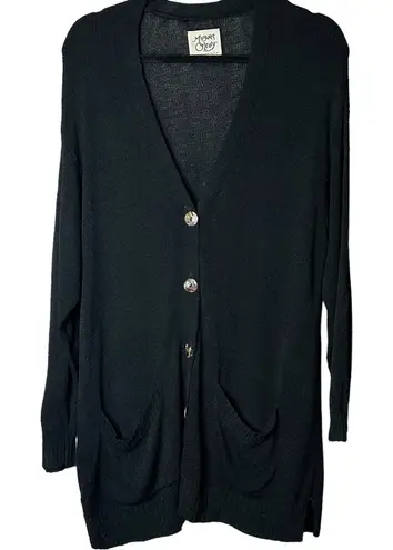 margaret o'leary Margaret O’Leary Black Viscose Blend Cardigan Sweater Button Up USA Dry Clean