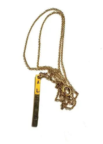 The Bar Gold tone aloha pendant necklace